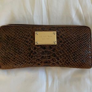 Michael Kors Wallet, Brown Embossed Snakeskin